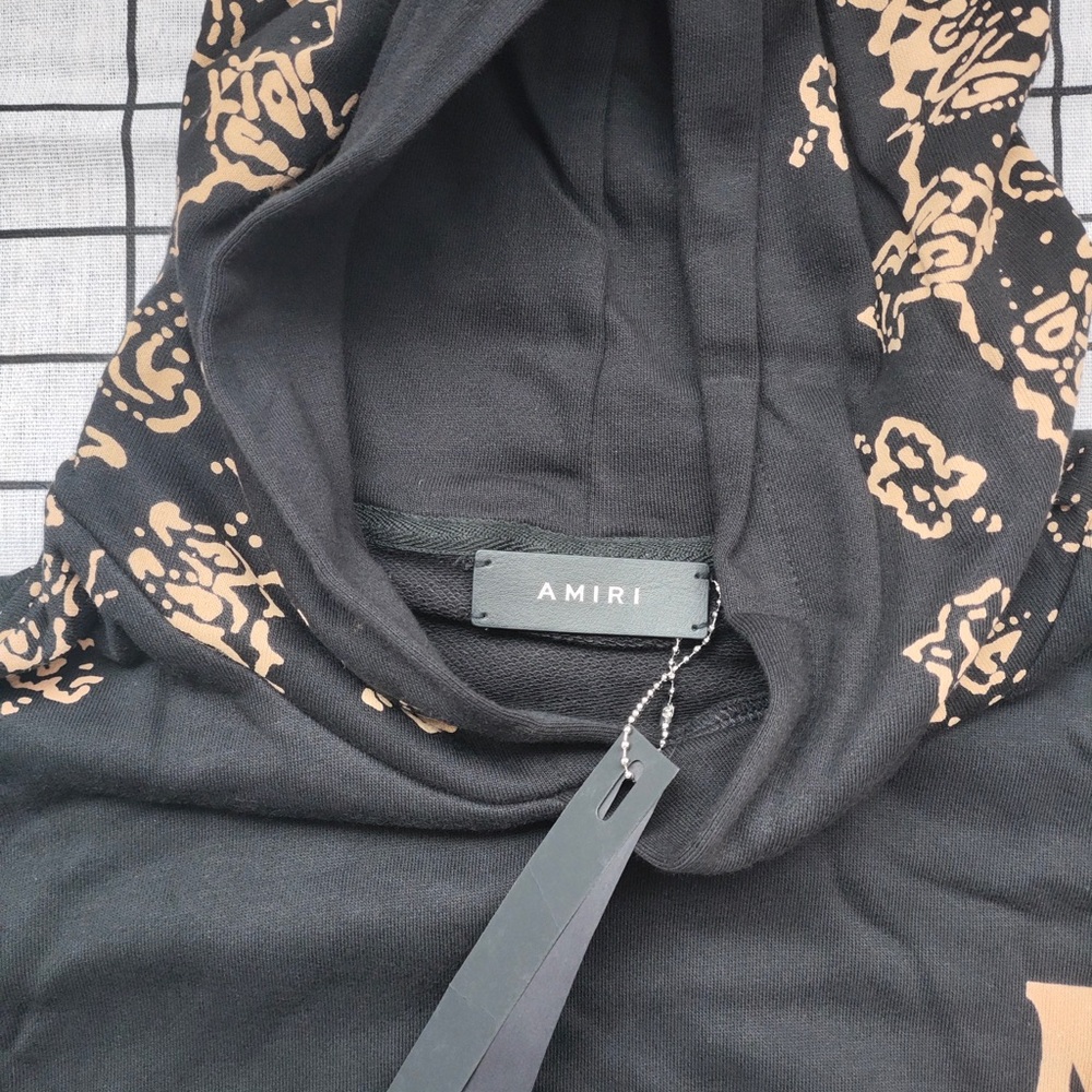 AMIRI Black Hoodie with Beige Bandana Print - Picture 4 of 8